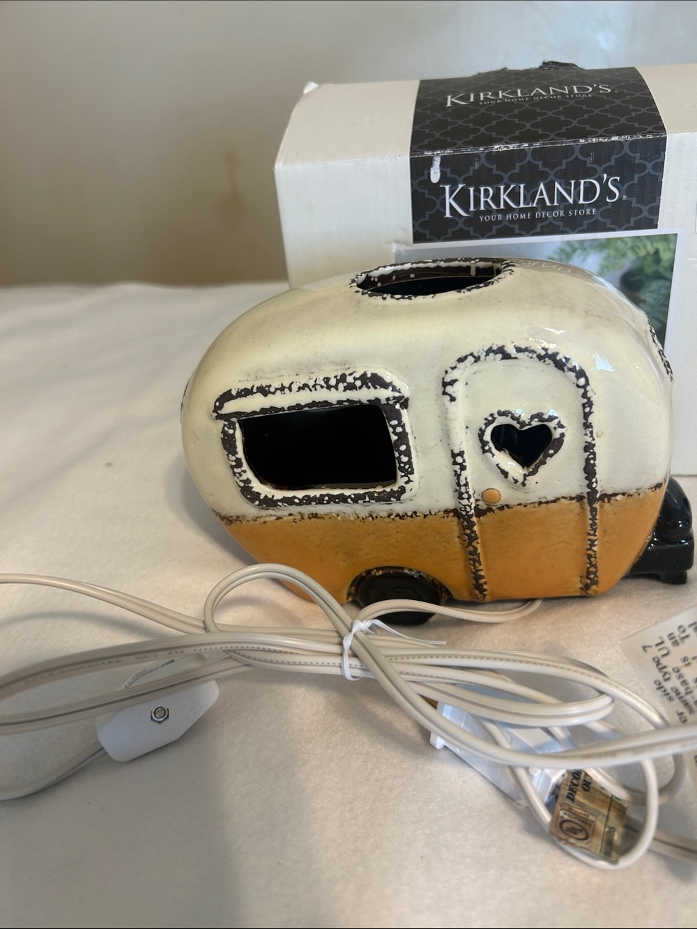 Kirkland's Ceramic Camper Accent - Cream & Mustard Nightlight